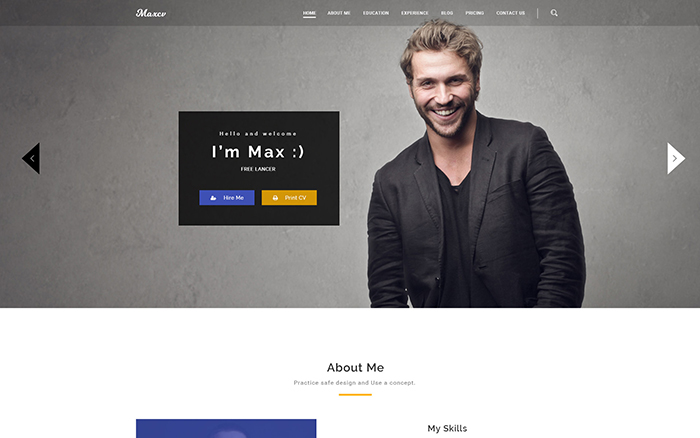 Max CV - Resume & Personal Portfolio WordPress Theme