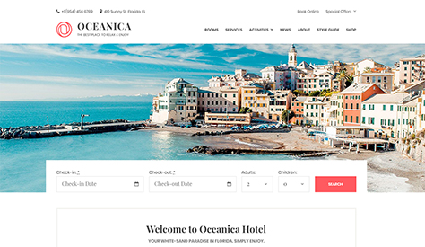 Oceanica - Hotel Booking WordPress Theme