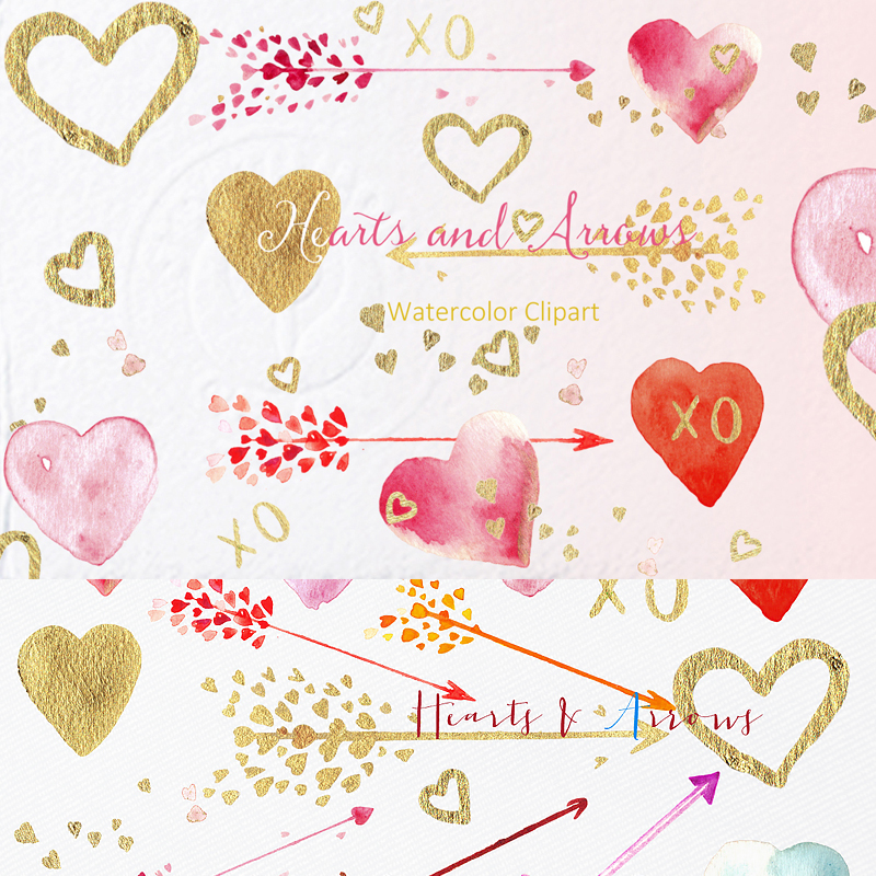 Hearts and Arrows Valentines Clipart