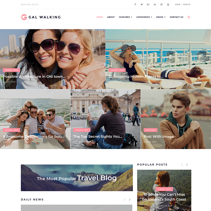 Gal Walking - Woman Travel Blog WordPress Theme