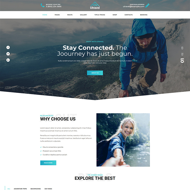 Utravel - Hiking And Outdoors Travel WordPress Theme