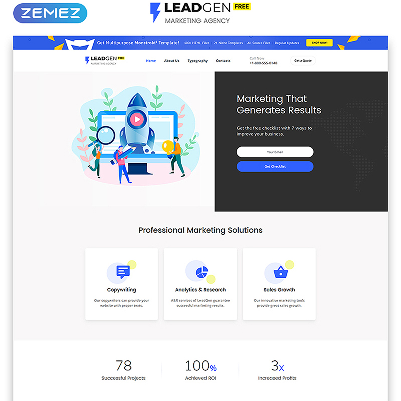 Free HTML5 Theme for Marketing Agency